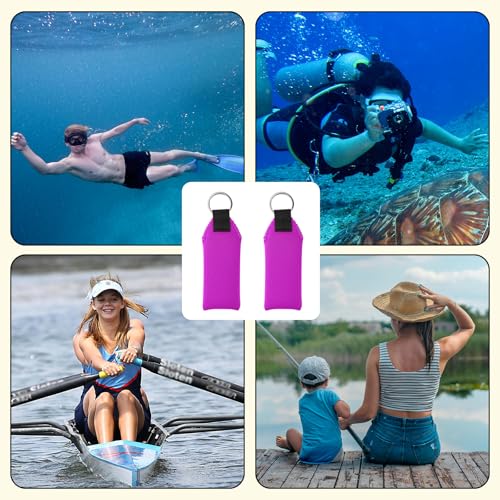 Gosknor 2pcs Floating Foam Keychain, Lightweight Neoprene Waterproof Floatable Keychain Boat Key Chains Floating for Surfboard Boat Outdoor Water Sports (Purple) - Thumbnail 7