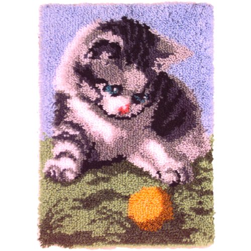 jbr1060 Natura 20 Inch x27 Inch Latch Hook Kit-Playful Kitten