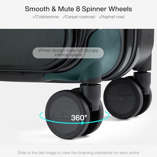 Image of Hanke Grace Suitcases with Wheels Hardshell Carry On Luggage Airline Approved, 20 Inch Travel Suitcase Lightweight Tsa Luggage for 2-3 days Short Business Trips., Jet Black, 20 Inch Expandable