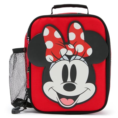 Disney Store Official Minnie Mouse Collegiate Insulated Lunch Box - Minnie Mouse Lunch Bag for Kids with Double Zip Pull, Embroidered Details, Screen...