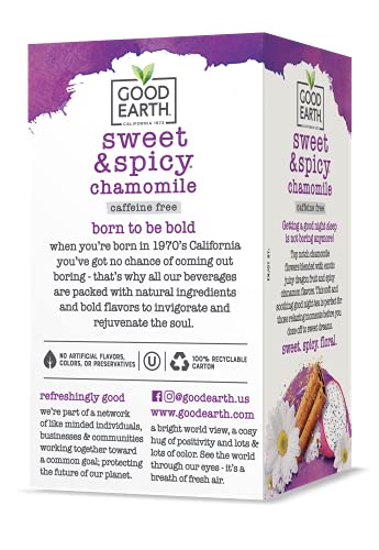 Good Earth Sweet & Spicy, Caffeine Free Chamomile Herbal Tea, 18 Tea Bags (Pack Of 6) #TOP1