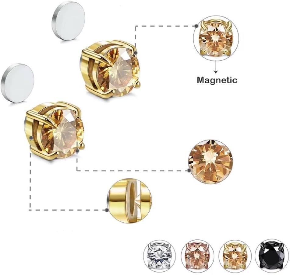 Men Women Stainless Steel Stud Earrings Non-Piercing Clip on E42