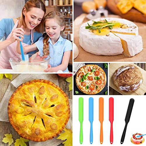 5Pcs Silicone Jar Spatulas - Cake Cream Spatulas Set, 9.8 Inch Non-Stick Heat Resistant Mixing Butter Spatulas Baking Scrapers For Jars Blenders Cooking Stirring (5 Color) #TOP6