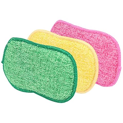 AUERVO 3 Pack Washing Up Sponge, Eco Dual Action Scrubbing Sponge -Microfiber Non-Scratch Dishwashing Sponge Kitchen Cleaning Sponges for Kitchen, Bathroom and Home Cleaning Cover