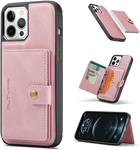 QLTYPRI Case for iPhone 12 iPhone 12 Pro, Premium PU Leather Wallet Case with Magnetic Removable Card Holder Wallet Kickstand Phone Cover for iPhone 12 iPhone 12 Pro (6.1 Inch) - Black