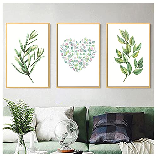 Juego de pósteres, 3 cuadros decorativos de pared,con plantas verdes, para salón,pasillo, dormitorio, póster de pared, sin marco (30 x 40 cm)