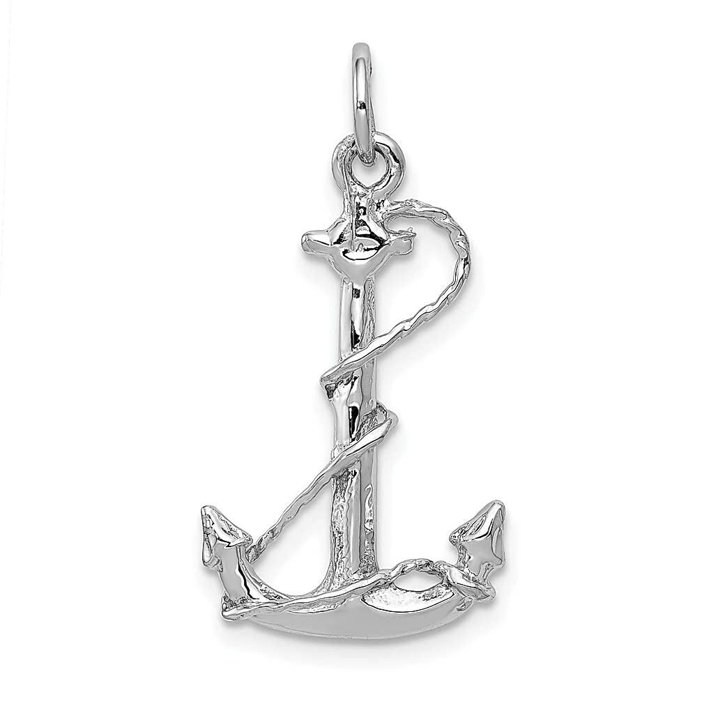 14k White Gold Solid 3 D Nautical Anchor Ship Wheel Mariners Charm Necklace Pendant Seashore Fine Jewelry For Women Gifts For Her
