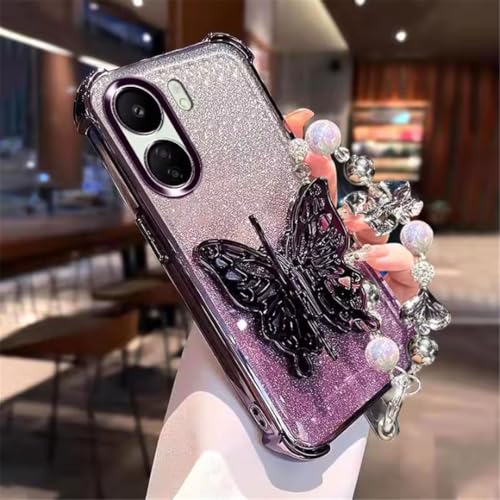 Coque paillettes iPhone 16E résolvant les chutes avec sa dragonne et son support stable