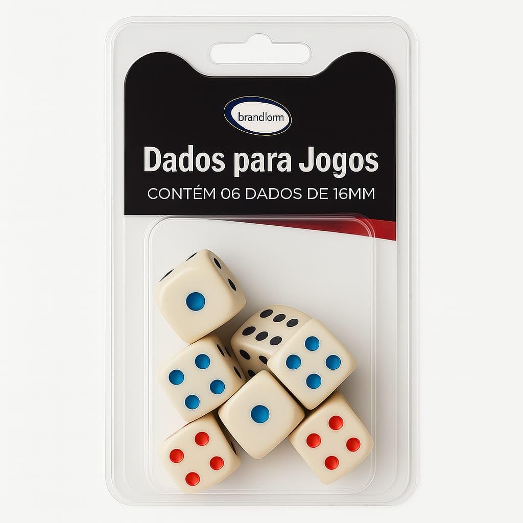 Kit com 6 Dados Coloridos ou Brancos – 16 mm Material Resistente Perfeitos para Jogos e Coleções Diversão Garantida (Colorido)