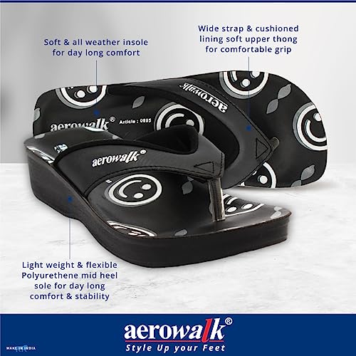 Image of AEROWALK Stylish Fashion Slipper for Women | Comfortable| Lightweight | Anti Skid | Casual Office Footwear (0895 BLACK)
