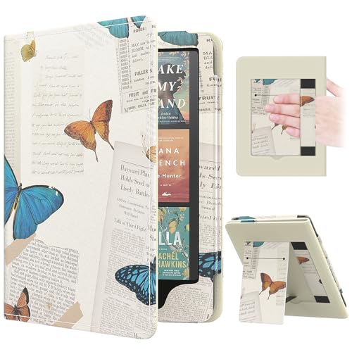 Image of MoKo Case for 7 inch /6.8 inch Kindle Paperwhite(12th /11th Gen-2024 /2021) and Kindle Colorsoft Signature Edition, Slim PU Shell Cover Case with Auto-Wake /Sleep for Kindle Paperwhite 2024, Vintage Butterfly