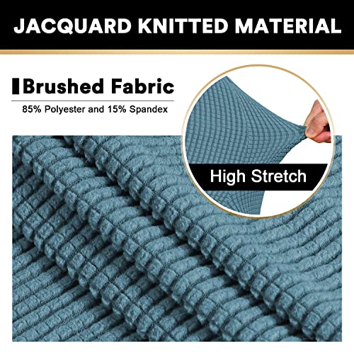 Stretch Armchair Covers For Chairs Slipcovers For Living Room Couch Covers For Chair Protectors Cover For Dogs/Pets/Kids, Feature Checks Pattern Jacquard Bouncy, Thick And Soft - Storm Blue #TOP2