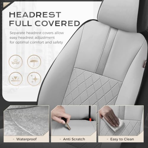 Image of Coverado Car Seat Covers Front Pair, Automotive Leather Seat Covers for Car,Universal Fit Front Back Seat Cover, Non-Slip Waterproof Breathable Car Seat Protector