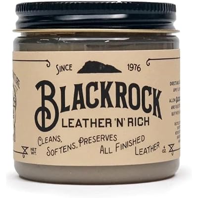 Blackrock LEATHER N RICH - Quality leather cleaner and conditioner, Made in the USA since 1976 - Leather care for boots, saddles, car interiors, furniture, horse tack. Easy to use.
