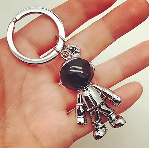 MUAMAX Cool Astronaut Keychain Pendant, Space Robot Keyring for Men Women, Car Key Holder, Bag charm,Gifts for Boys Girls (Silver)
