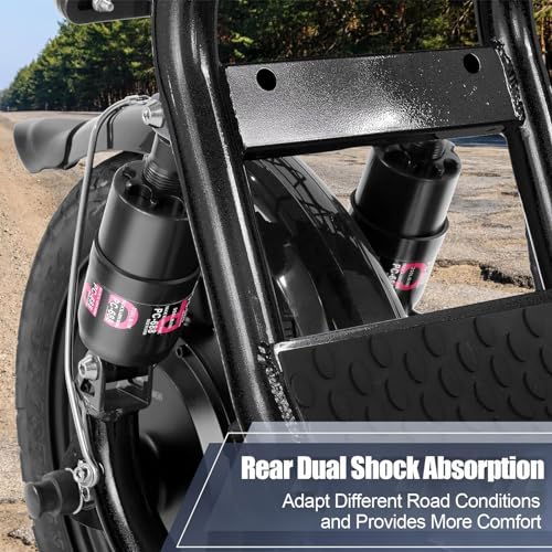 Caroma 1200W Peak Electric Scooters for Adults, 14\" Fat Tire, 500Wh Battery, 30 Miles Range, 20MPH Top Speed, Foldable Electric Scooter with Seat, Dual Shock Absorbing Electric Bike for Commuting - Thumbnail 5