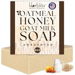 Oatmeal Soap – Natural Oatmeal & Honey Goat Milk Soap Bar – Face & Body Wash for Eczema, Psoriasis, Dry, Itchy, Sensitive Skin Relief – Unscented Great for Kids, Babies – Handcrafted, Made in USA