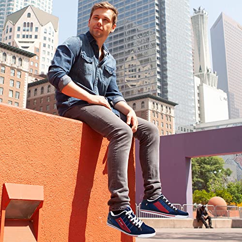 Image of Alpine Swiss Men's Retro Sneakers | Euro Vintage Inspired Low Top Shoes with Suede Trim | Stefan Fashion Sneakers | Streetwear Casual Tennis Shoes