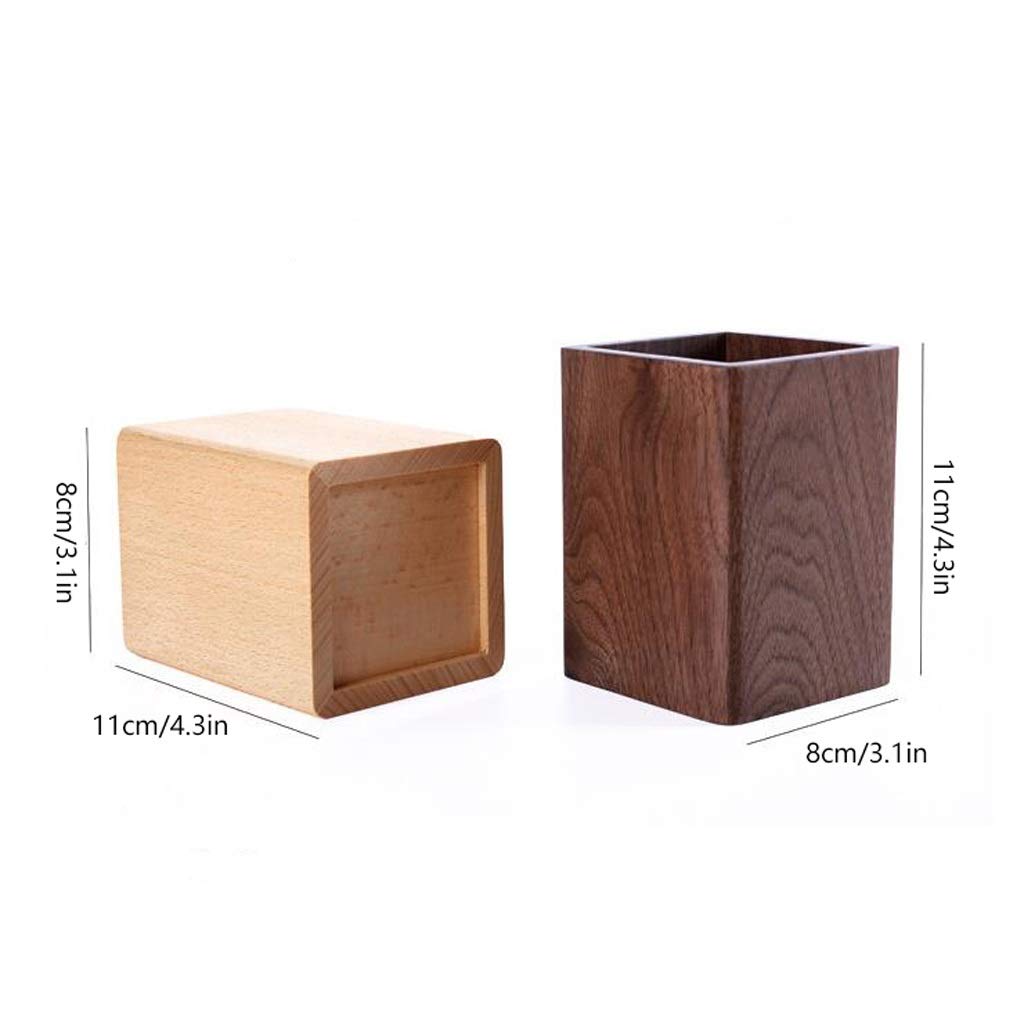 Kreative Holz Stifthalter Desktop Aufbewahrungsboxen Schreibtisch Bleistift Makeup Organizer Büro Sundries Aufbewahrungsschule Schreibwaren Inhaber (Color : Brown)