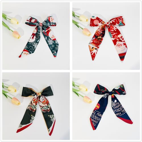 QTMY 8 Pack Christmas Purse Scarf for Bags Silk Head Scarf for Hair Handbag Women Hair Neck Scarves Gifts,1434