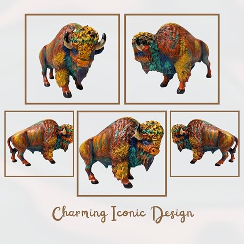Figura Bisonte Colorido de Resina Majestuoso miniatura 3