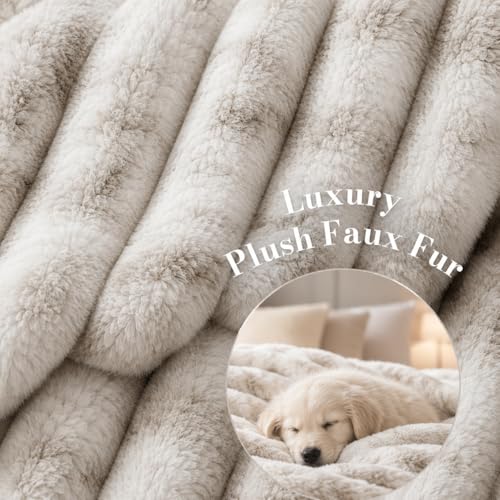Image of Cortina Embossed Fur Blanket Single Size -Embossed Soft and Warm Decorative Fuzzy Blankets - Cozy, Fluffy, Plush Lightweight Throw Blankets for Couch, Bed, Sofa(Grey, 150x200 CMs)