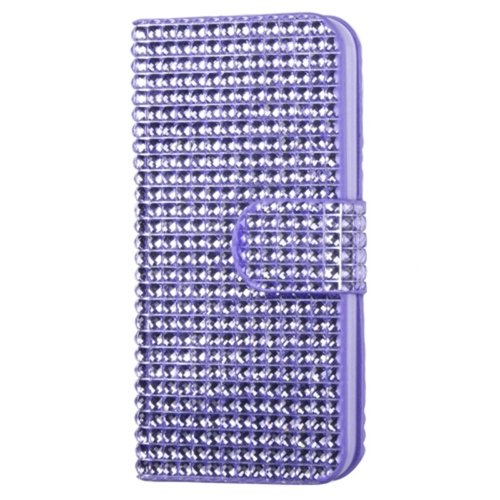 Mybat Diamonds Book- Wallet With Card Slot Case For Iphone 5S/5 - Retail Packaging - Purple #TOP2