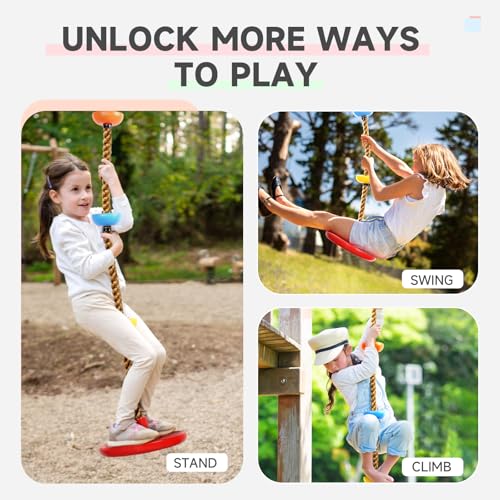 image for ZNCMRR Climbing Rope Tree Swing with Platforms and Disc Swing Seat Set