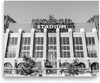 8x10 Inch Indianapolis Wall Art: Unframed Photo Paper Print, Indiana Print, Lucas Oil Stadium Photo, Sports Home Decor, Living Room Poster, Football Artwork, Black and White Picture