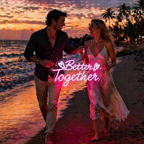 Image of Better Together Neon Sign for Wall Decor Light Up Sign Led Signs for Room Party Home Wall Decor USB Powered