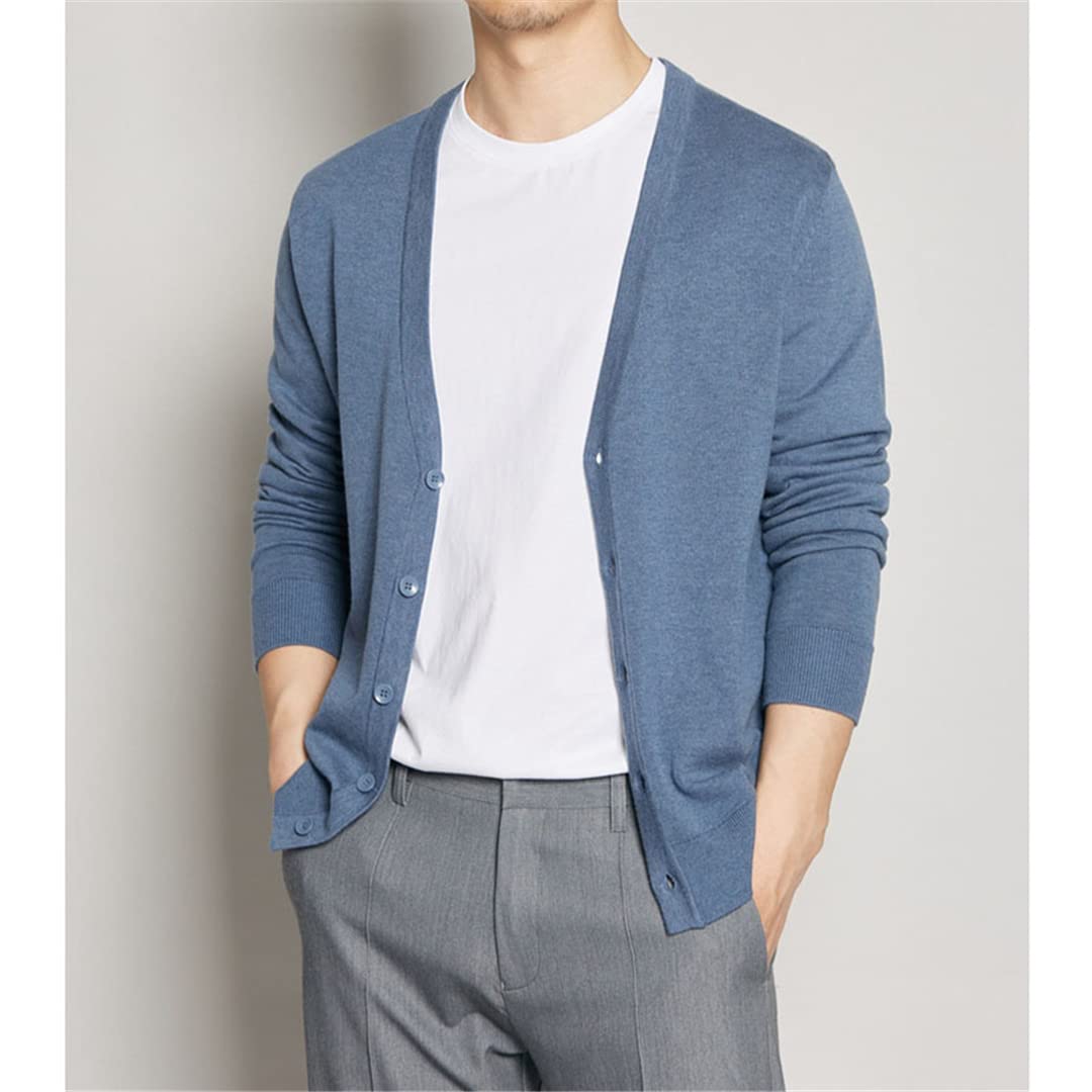 Zadaos Chaqueta de otoño masculina de color sólido de punto casual abotonada suéter