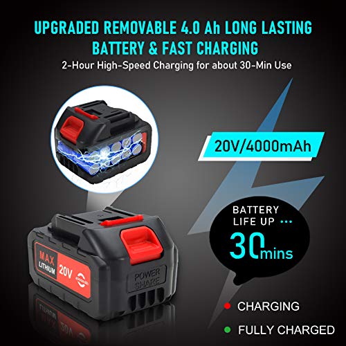 4000mAh Cordless Leaf Blower (1X Rechargeable Battery and 1X Charger Included), Electric Leaf Blower for Yard Cleaning, Powerful Light Battery Operated Leaf Blower for Leaf Snow Blowing, Blue