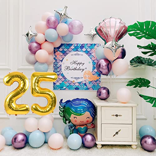 Image of 40 Inch Gold 25 Balloon Numbers, 25th Birthday Party Decorations