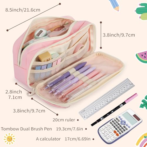Image of Large Capacity Pencil Case with Compartments for Girls, Pen Bag for School | Multi-Compartment Pencil Case Massive Storage Capacity Durable Zipper Students College Office Stationery Essentials