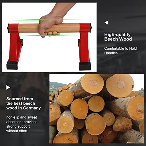 Image of Wood push up bars Parallettes bars Anti-slip Handstand Bars for Calisthenics, Fitness, Floor workouts Solid Wood with Sturdy Metal Bracket, Support 500 lbs