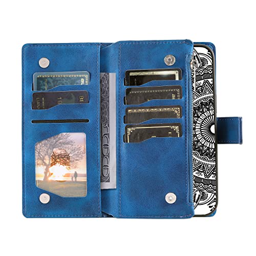 VEEMOS Wallet Case for Google Pixel 7 Pro Flower Flip Case Protective Leather Folio Book Phone Cover with Card Slots Kickstand Zipper Pocket - Image 4