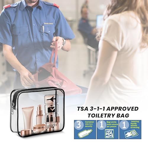 Image of Storite Set of 3 Transparent Cosmetic & Toiletry Travel Organizer Set | Clear PVC Design For Quick Visibility And Easy Access To Cosmetics Toiletries Shaving Kits Makeup And Accessories
