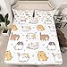 Erosebridal Cute Cat Twin Fitted Sheet Kawaii Kitten Sheets for Kids Toddler, Cartoon Animal Bed Sheets Pet Theme Bed Cover, Lovely Love Heart Print Bed Set,Light Gray 2pcs (Deep Pocket)