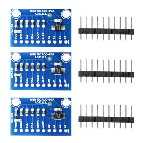 leruiyezs 3pcs ads1115 module Convertidor Analógico Digital 16 Bits 4 Canales ADC con Interfaz I2C para Microcontroladores for Arduino, Raspberry Pi y Proyectos Electrónicos modulo ads1115 16 byte