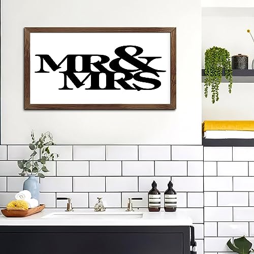 Cadeau de mariage mignon : panneau bois Mr & Mrs à suspendre