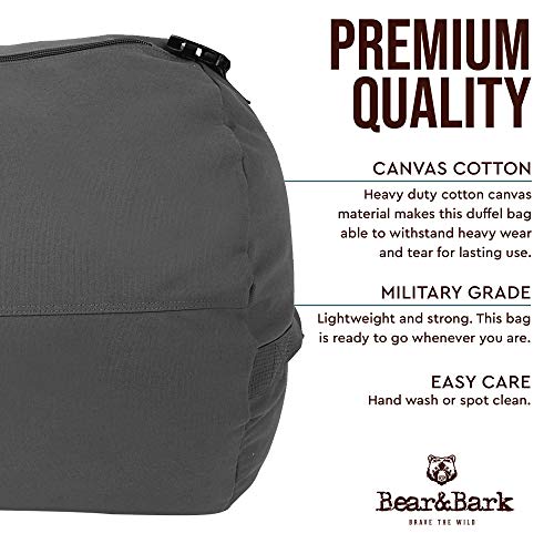 Large Duffle Bag – Grey 38”x20” - 195.6L - Canvas Military and Army Cargo Style Duffel Tote for Men and Women– College Student, Backpacking, Travel and Storage Shoulder Bag