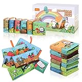 TUMAMA Soft Books for Babies, Baby First Soft Books Early Education Toys Activity Crinkle Cloth Books with Vegetable, Fruit, Number, Animals, Shape, Letter for Toddler, Infants and Kids - 6 Pack