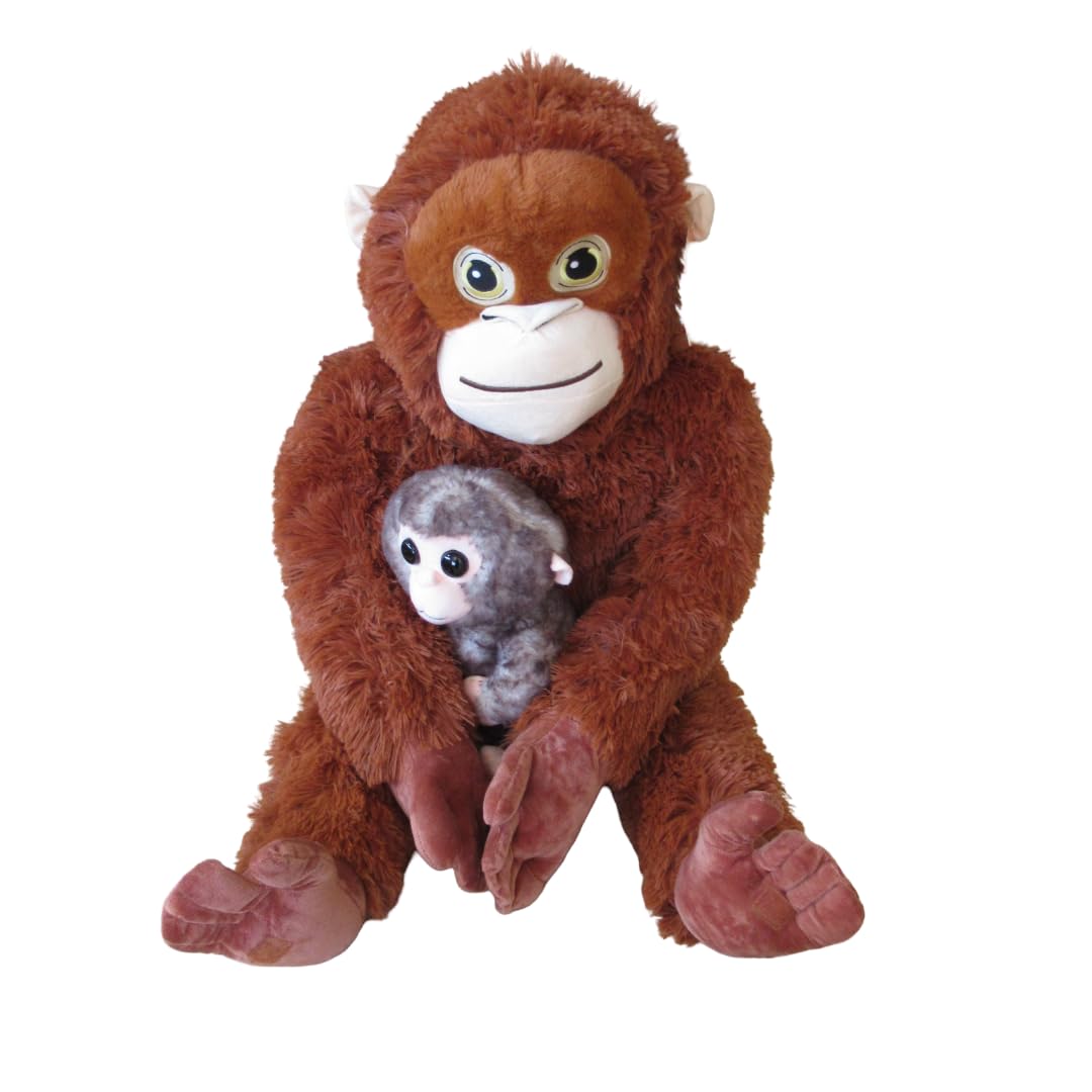 Olbrzym pluszak XXL PUNCH małpa zoo małpa orangutan - Japoński szczeniak makak inspirowana figurką kolekcjonerską-wysokość 60 cm siedzisko - kolor brązowy