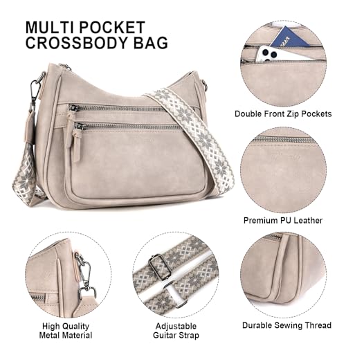 Image of Crossbody Purses for Women Trendy Leather Crossbody Bag,Multi Pocket Shoulder Handbag Lightweight Travel Purse