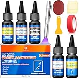 Fliesen Reparaturset, 4 Farbe (Weiß, Beige, Grau, Klar) UV-härtend Emaille & Keramik Reparaturset, SchnellhäRtend zur Reparatur von Granit, Badewannen, Quarz und Fiberglas mit Rissen und Kratzern
