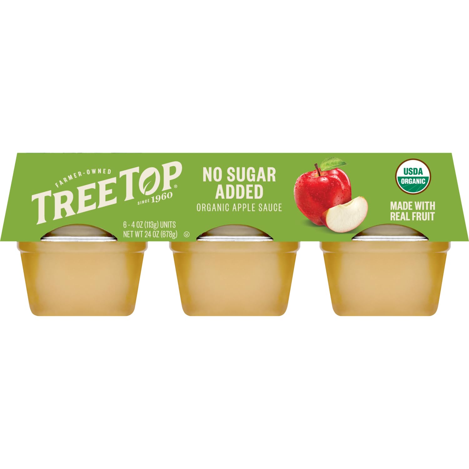 Tree Top Apple Sauce Organic No Sugar Added, 6 Count (Pack Of 6)