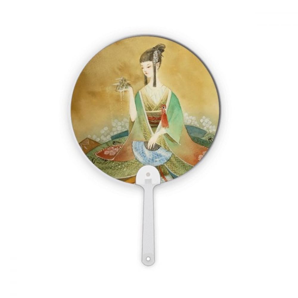 Éventail chinois antique no/no Beauty, cadeau d'artisanat rond idéal pour passionnés