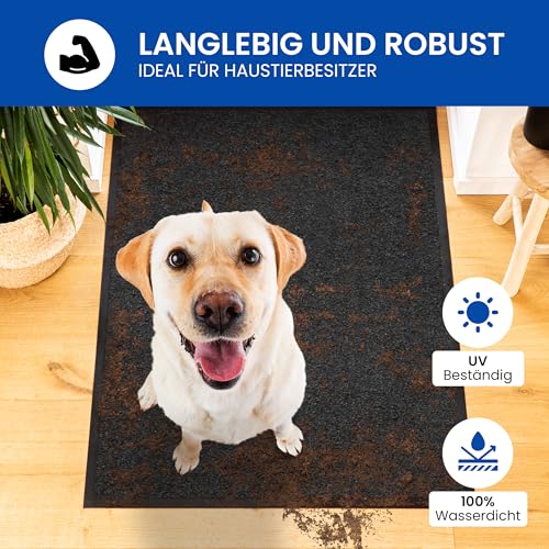 Gentle North Hochwertige Fußmatte anthrazit 80x120 groß für Innen & Außen - Schmutzfangmatte rutschfest, waschbar & wetterfest - Fussmatte für Eingangsbereich & Aussenbereich - Läufer Flur dünn