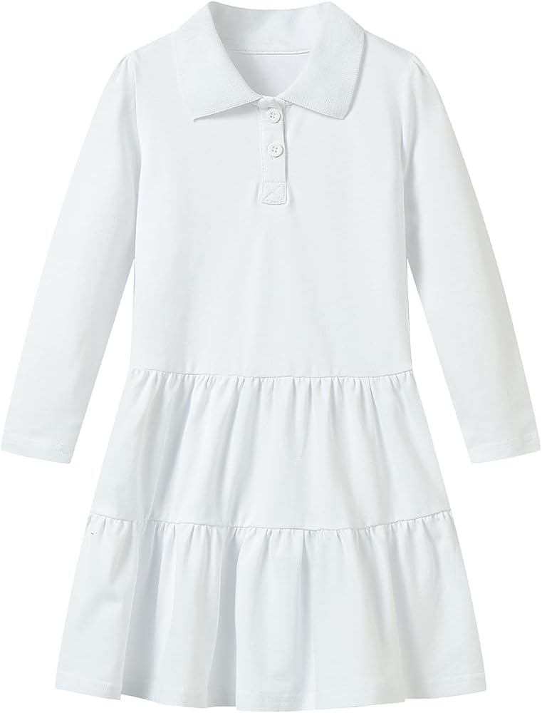 LittleSpring Girls Polo Dress Long Sleeve School Uniform Dresses — 사진 1