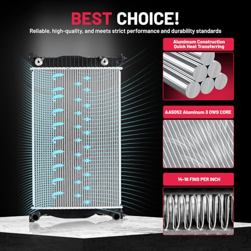 Image of BDFHYK 2556 Aluminum Radiator for Audi A4, A4 Quattro 2003-2008, 16mm Core